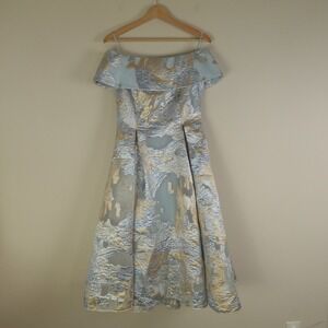John Paul Ataker Dress Fil Coupe‎ Jacquard Midi Off Shoulder